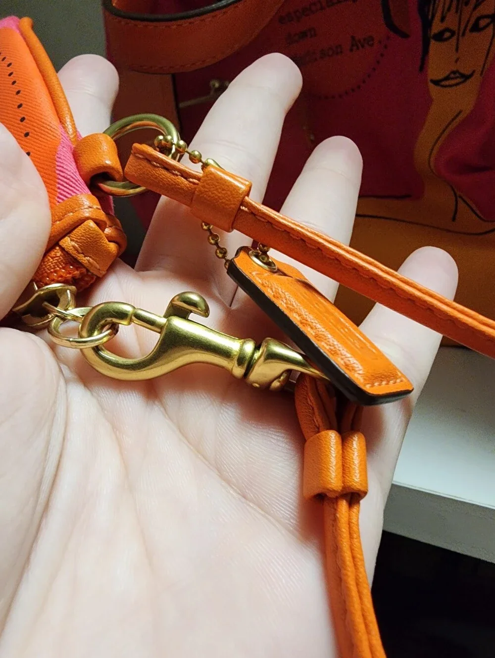 Coach Bonnie Cashin Kisslock Wristlet, Orange & Pink, EUC, 2008